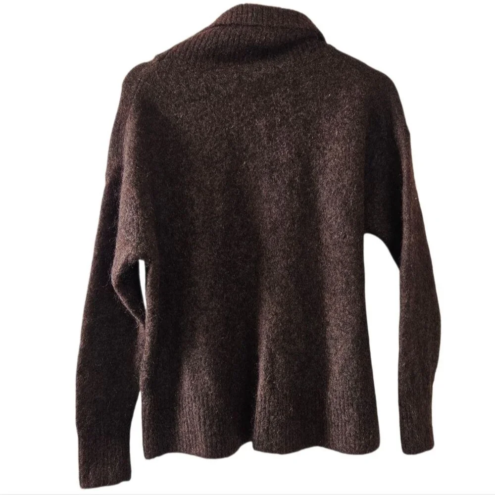 H&M Brown Mohair Wool Blend Cowl Neck Sweater Womens Size Medium - Picture 2 of 4
